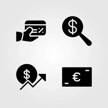 Para vektör simgeler kümesi. Euro, kredi kartı ve Doları