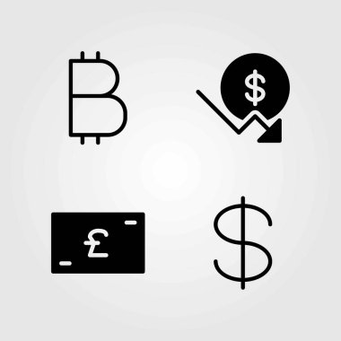 Para vektör simgeler kümesi. bozuk para, dolar ve pound sterling