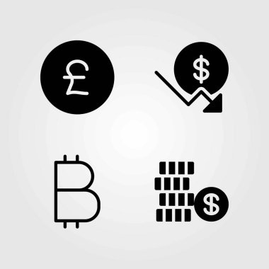 Para vektör simgeler kümesi. Sterlini, sikke ve Doları