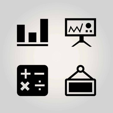 Okul vektör Icon set. hesap makinesi, analutics ve işareti