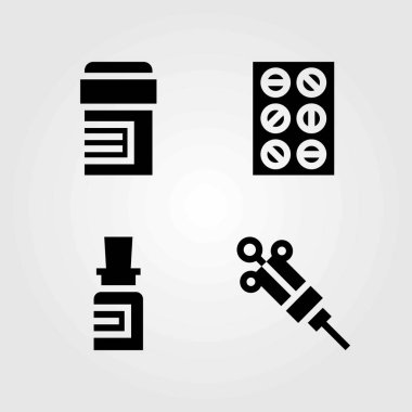 Tıp vektör simgeler kümesi. hap, Tablet ve şırınga