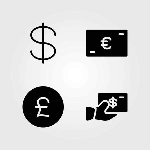 Набор векторных значков знака. доллар, евро и фунт стерлингов — стоковый вектор