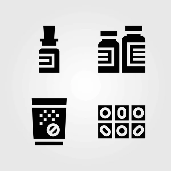 Conjunto de iconos vectoriales médicos. medicamentos, pastillas y tabletas — Vector de stock