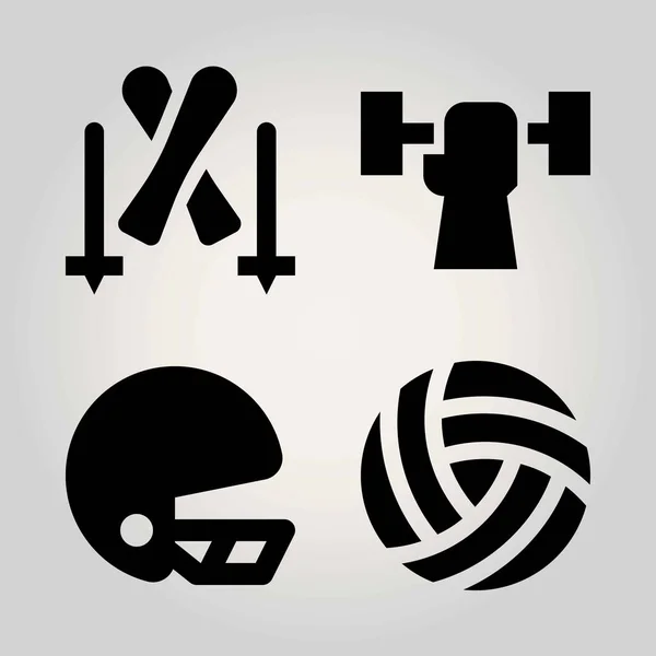 Spor vektör Icon set. Voleybol, top, halter ve Kayak — Stok Vektör