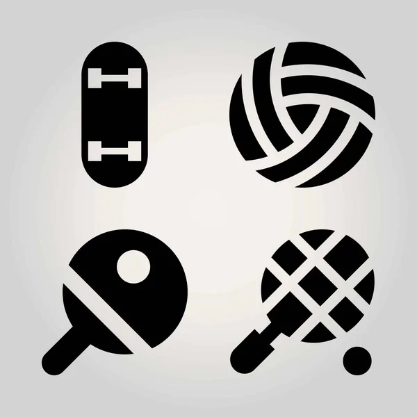 Sport vector icon set. gördeszka, labda, tenisz, asztalitenisz — Stock Vector