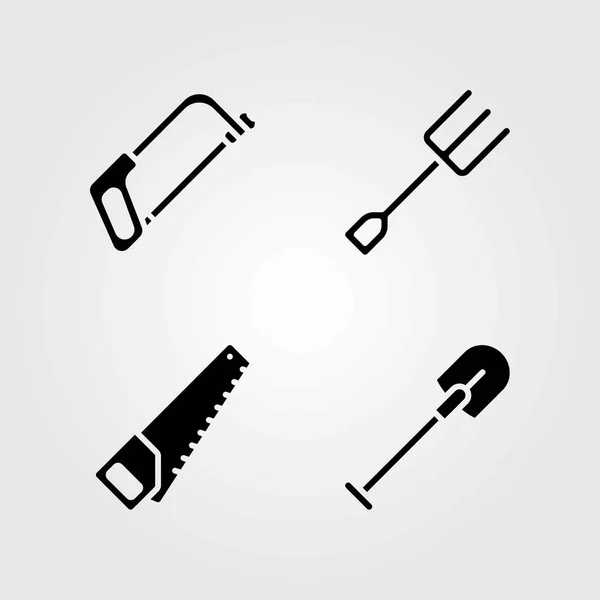 Набір іконок саду. ножівка, лопата і виделка — стоковий вектор