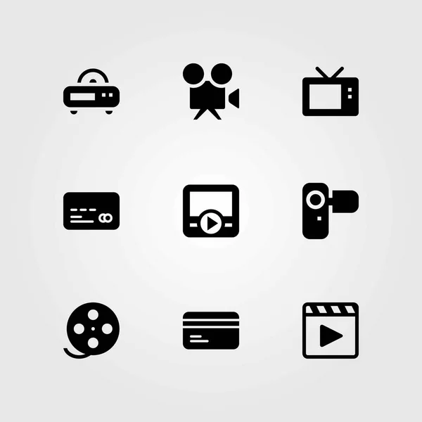 Icone vettoriali tecnologiche impostate. tv, carta di credito e televisione — Vettoriale Stock