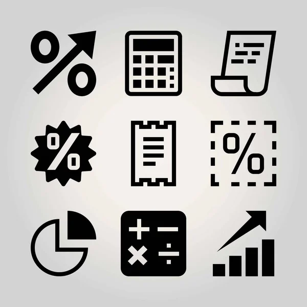 Technologia wektor zestaw ikon. procent, wykresu, kalkulator i wykres kołowy — Wektor stockowy
