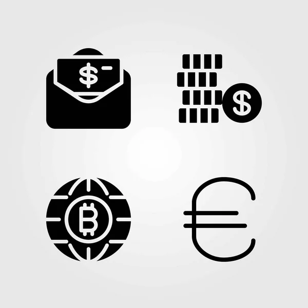 Conjunto de iconos vectoriales. dinero, moneda y euro — Archivo Imágenes Vectoriales