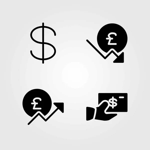 Conjunto de ícones vetoriais de sinais. libra esterlina e dólar —  Vetores de Stock