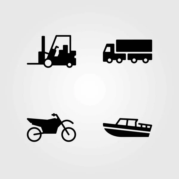 Набір транспортних векторних піктограм. вантажівка, вантажівка та навантажувач — стоковий вектор