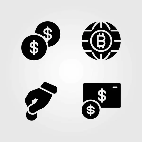Zestaw ikon wektorowych pieniądze. monet, Dolar i oddania — Wektor stockowy