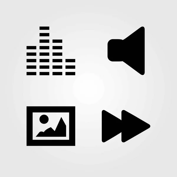 Knoppen vector icons set. beeld, geluid en vooruitspoelen — Stockvector