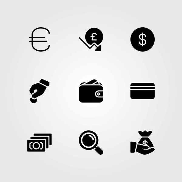 Conjunto de iconos de vector de dinero. donar, dinero y bolsa de dinero — Archivo Imágenes Vectoriales