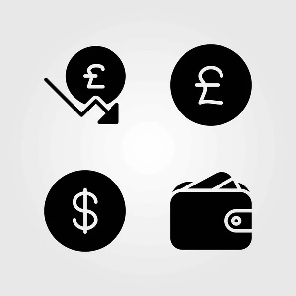 Набір грошових векторних піктограм. гаманець, монета та доларова монета — стоковий вектор