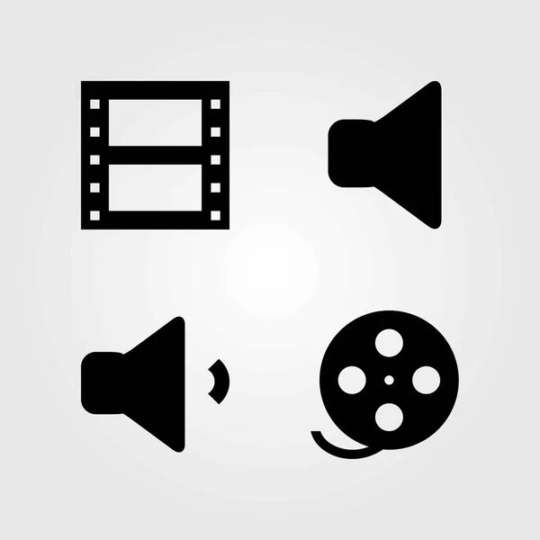 Multimedia vector icons set. dempen, volume en spreker — Stockvector