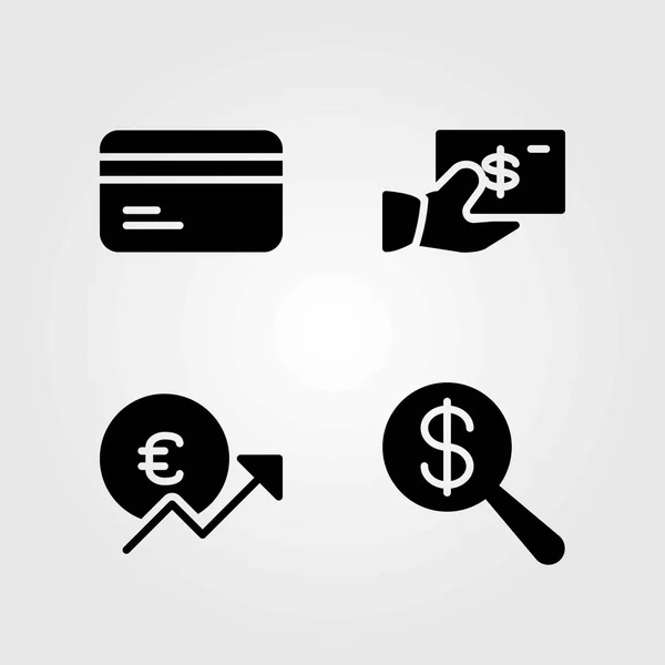 Ensemble d'icônes vectorielles bancaires. carte de crédit, euro et dollar — Image vectorielle
