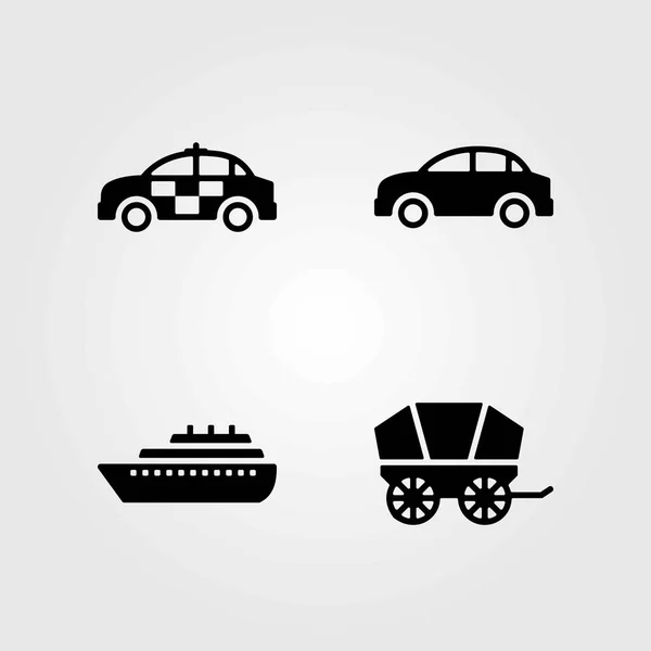 Μεταφορές διάνυσμα εικόνες set. πλοίο, αυτοκίνητο και το αυτοκίνητο της αστυνομίας — Διανυσματικό Αρχείο