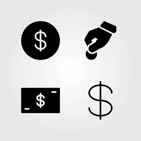 Bank vector icons set. dollar coin, donate and dollar — Stock Vector