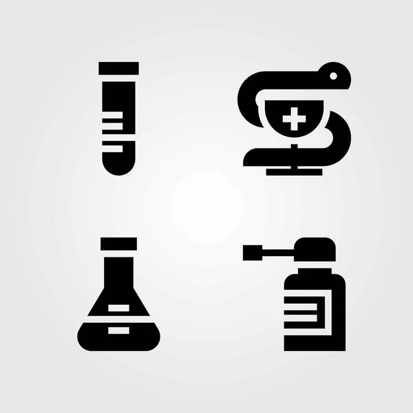 Medical vector icons set. flask, pharmacy and test tube — Stock Vector