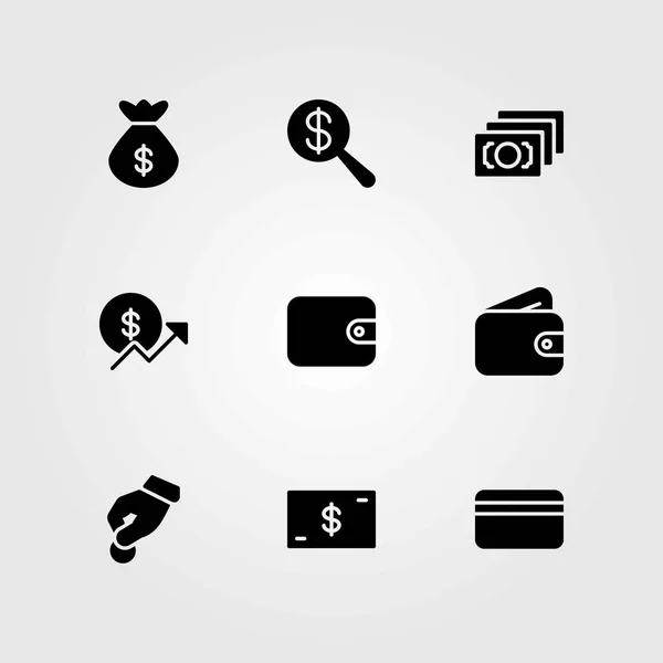 Money vector icons set. credit card, money and donate — Stock Vector