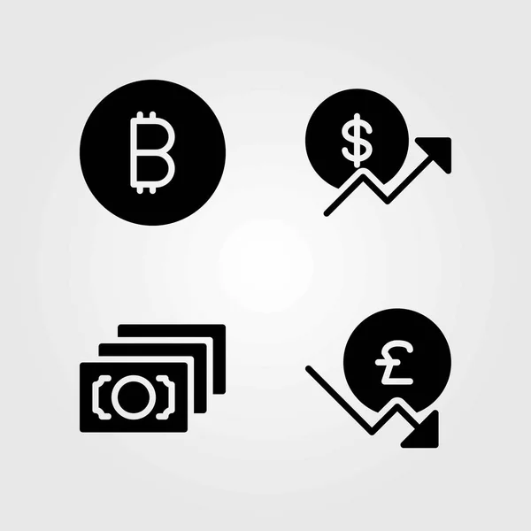 Conjunto de iconos vectoriales. moneda, libra esterlina y dinero — Archivo Imágenes Vectoriales