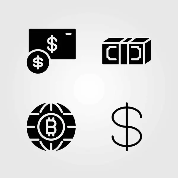 Wektor znak zestaw ikon. pieniądze, Dolar i monety — Wektor stockowy