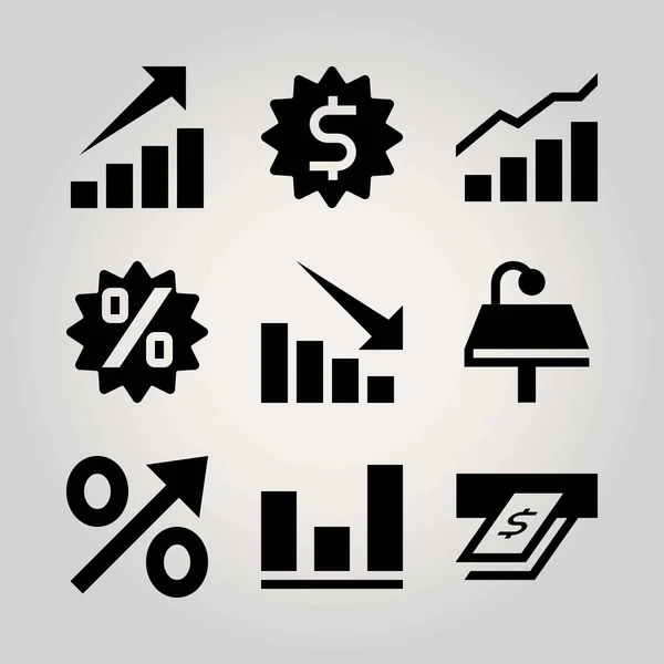 Conjunto de ícones vetoriais tecnológicos. dispersão, perda, flecha e percentagem —  Vetores de Stock