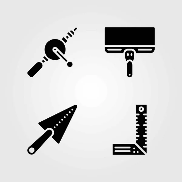 Tools vector icons set. hand drill, trowel and scraper — Stock Vector