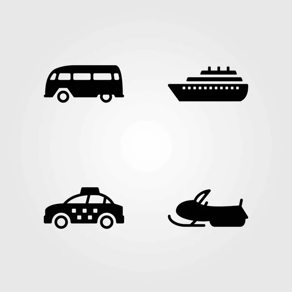 Transport wektor zestaw ikon. Taxi, bus i statek — Wektor stockowy