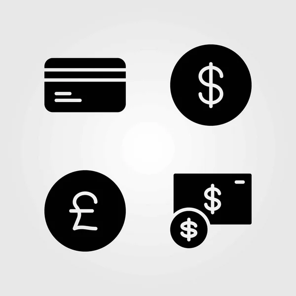 Geld vector icons set. munt, de dollar munt en de dollar — Stockvector