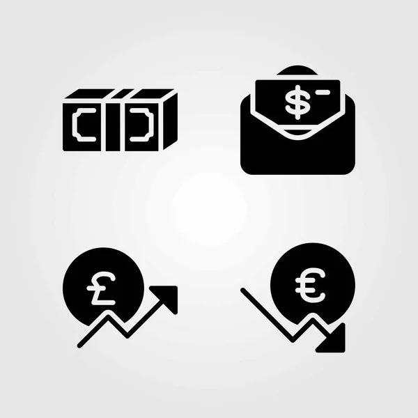 Set di icone vettoriali dei segni. denaro, dollaro e sterlina inglese — Vettoriale Stock