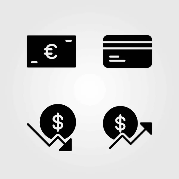 Money vector icons set. coin, dollar and euro — Stock Vector