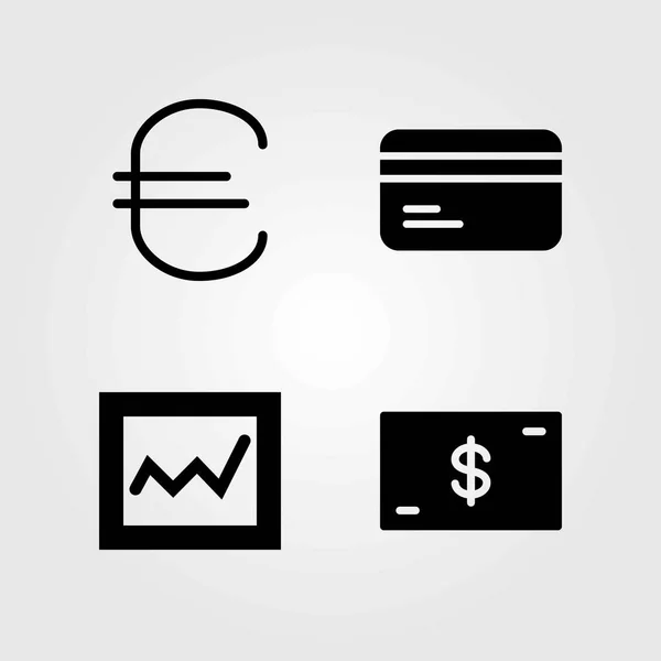 Botones vector iconos conjunto. dólar, análisis y dinero — Vector de stock