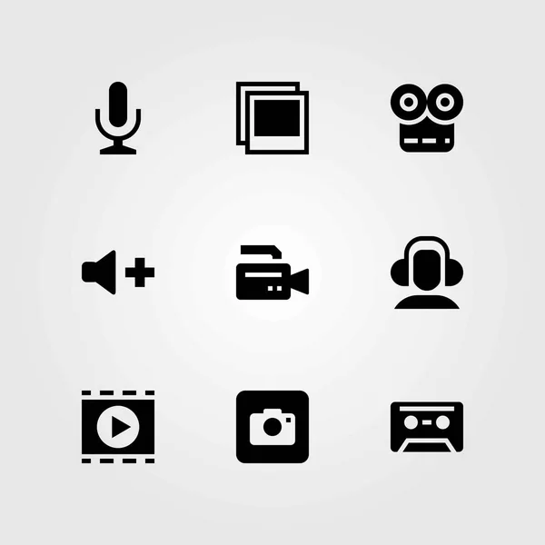 Multimedia vector icons set. foto, volume en foto camera — Stockvector