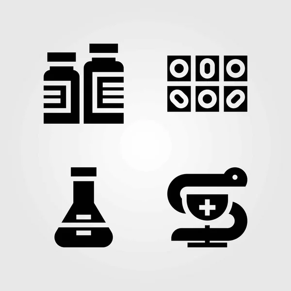 Ensemble d'icônes vectorielles médicales. fiole, pharmacie et médicament — Image vectorielle