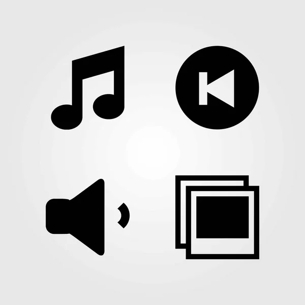 Botones vector iconos conjunto. foto, nota musical y volumen — Vector de stock