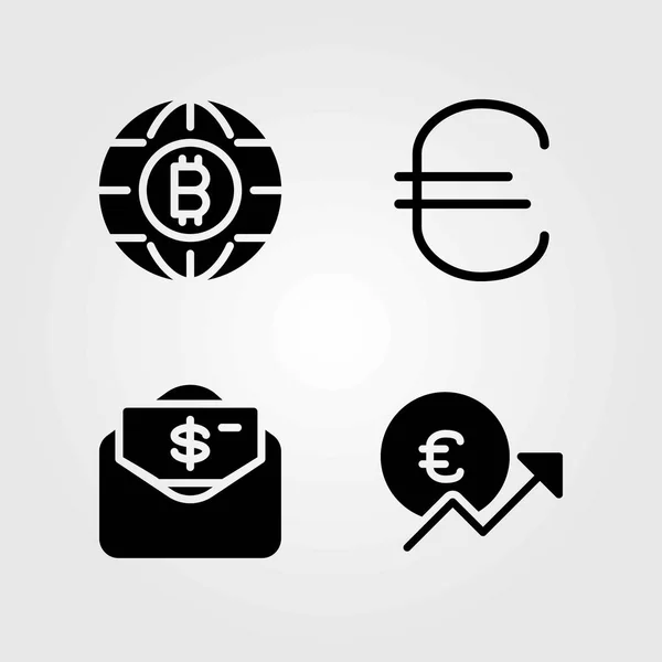 Набор векторных значков знака. деньги, монета и доллар — стоковый вектор