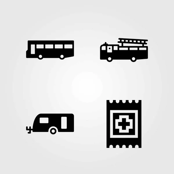 Набір транспортних векторних піктограм. допомога, караван і пожежна машина — стоковий вектор