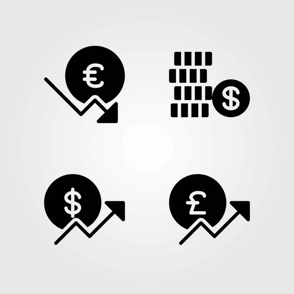 Signer les icônes vectorielles définies. livre sterling, euro et dollar — Image vectorielle