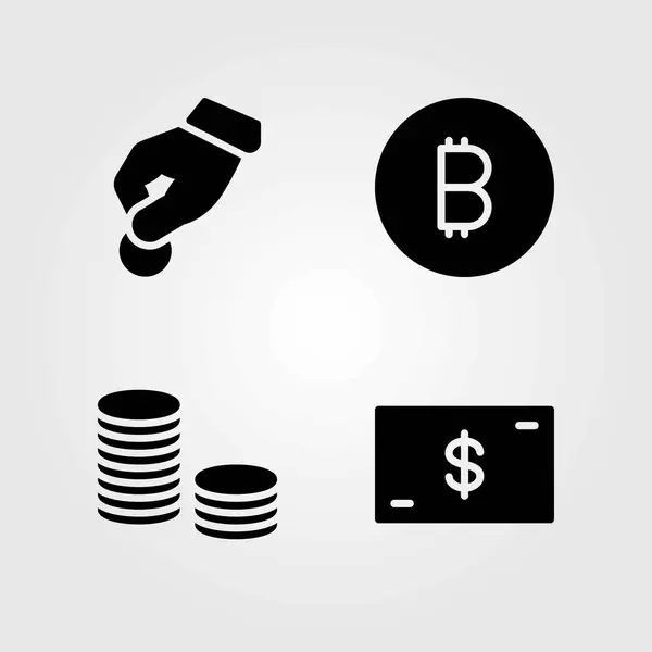 Bank vektoros ikonok beállítása. dollár, adományozni, és pénzt — Stock Vector