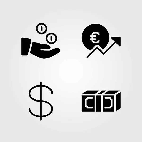 Set di icone vettoriali monetarie. denaro, euro e dollaro — Vettoriale Stock