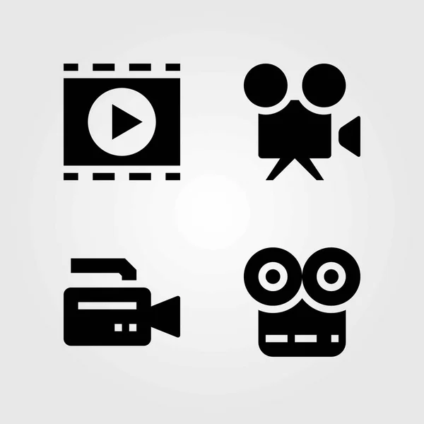 Icone vettoriali tecnologiche impostate. lettore di film e videocamera — Vettoriale Stock