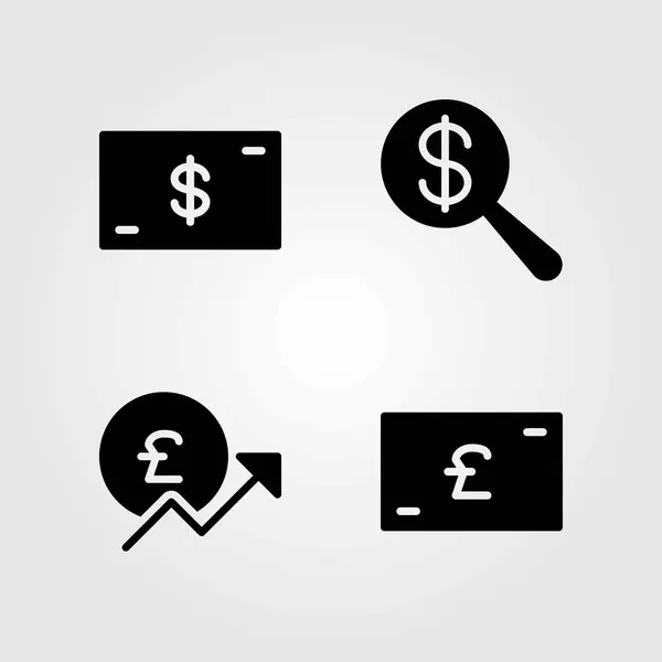 Set di icone vettoriali dei segni. denaro, sterlina e dollaro — Vettoriale Stock
