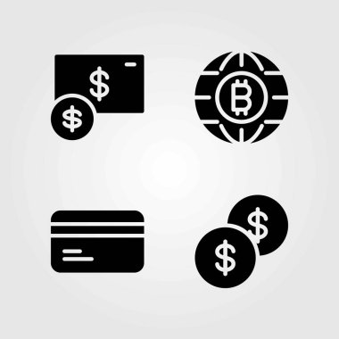 Banka vektör simgeler kümesi. Doları para, kredi kartı ve para