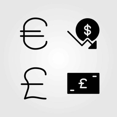 Para vektör simgeler kümesi. Doları, Polonya Zlotisi ve euro