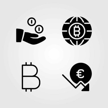 Para vektör simgeler kümesi. bozuk para, euro ve para