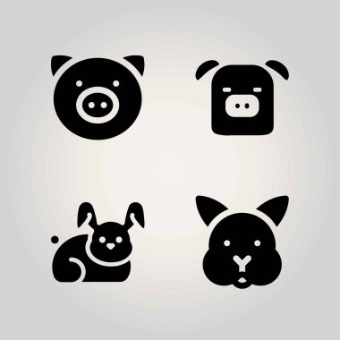 Çiftlik vektör Icon set. tavşan ve domuz