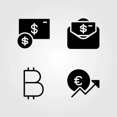 İşareti Icons set vektör. bozuk para, para ve Doları