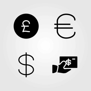 İşareti Icons set vektör. dolar, euro ve pound sterling